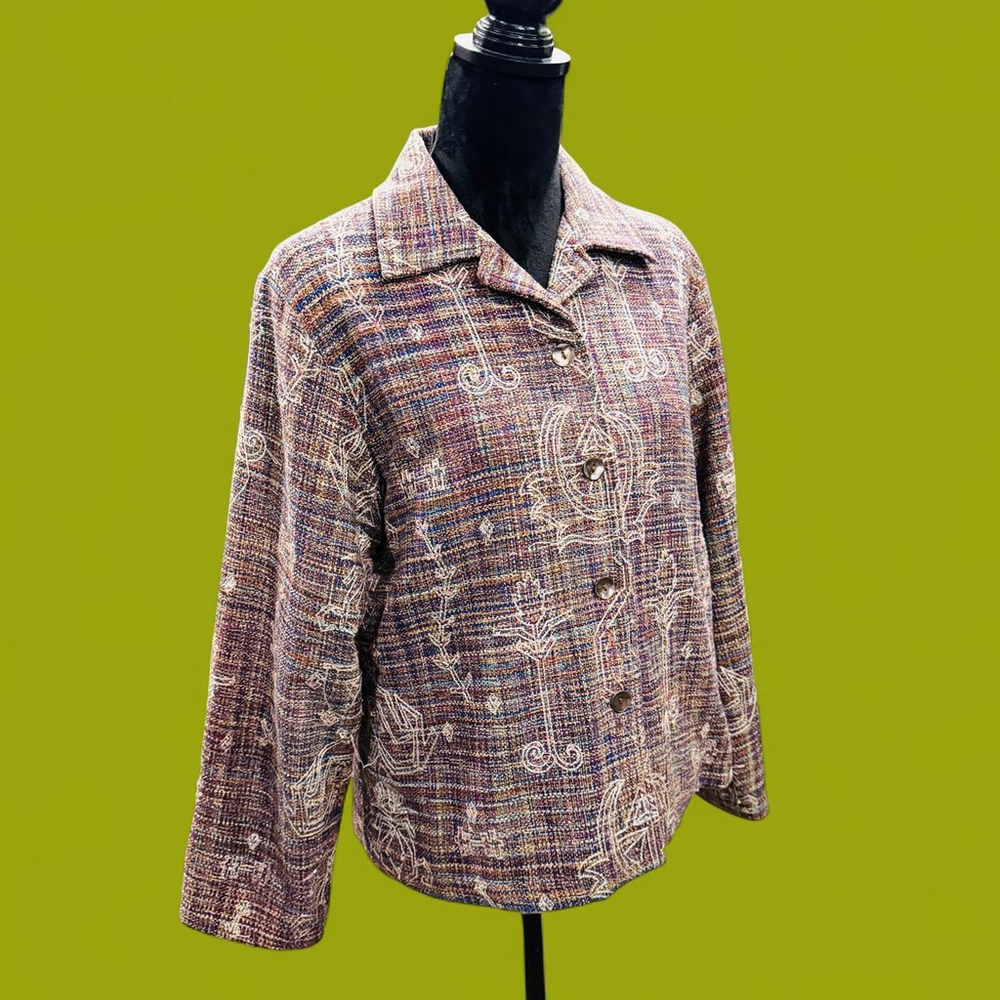 Vintage 90’s Silk Blend Beaded Formal Tweed Style Blazer Jacket PM
